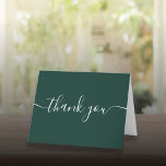 Script Simple Modern Elegante Emerald Green Dankeskarte<br><div class="desc">Smarald grün einfache moderne elegante Drehbuch danke Ihnen Karte. Sie können mit Ihrer eigenen Dankeschön-Nachricht auf der Rückseite personalisieren oder wenn Sie es vorziehen,  Ihre eigene handgeschriebene Nachricht hinzuzufügen einfach den Text löschen. Ein perfekter Weg,  um Ihnen zu danken! Entwickelt von Thisisnotme©</div>