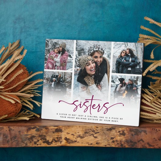 Script Sisters 5 Foto Collage Keepake Geschenk Fotoplatte (Seite)