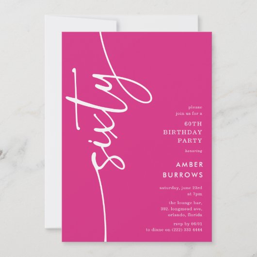 Script Sixty' 60. Geburtstag Einladung (Vorderseite)