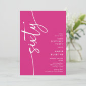 Script Sixty' 60. Geburtstag Einladung (Stehend Vorderseite)