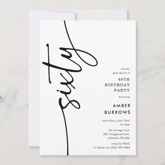 Script Sixty' 60th Birthday Einladung (Vorderseite)