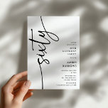 Script Sixty' 60th Birthday Einladung<br><div class="desc">Celebrate your milestone 60th birthday in style with our 'Elegant Script 60th Birthday Invitation.' This invitation exudes sophistication with its elegant script typography, showcasing the word 'sixty' running up the side. Plus, our easy-to-customize template allows you to add your own event details effortlessly. Say goodbye to fuss and hello to...</div>