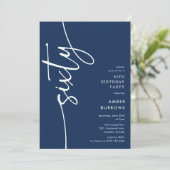 Script Sixty' 60th Birthday Einladung (Stehend Vorderseite)
