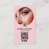 Script Social Icon QR-Code Foto Make-up-Artist Visitenkarte (Vorderseite)