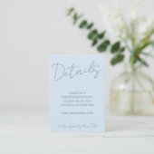 Script Soft Blue Wedding Website Details QR Modern Begleitkarte (Stehend Vorderseite)