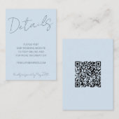 Script Soft Blue Wedding Website Details QR Modern Begleitkarte (Vorne/Hinten)