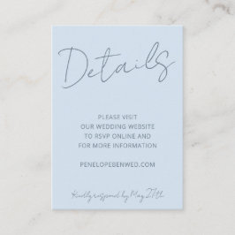 Script Soft Blue Wedding Website Details QR Modern Begleitkarte