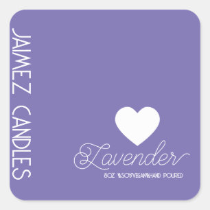 Script Soy Vegan Candle Maker Lavender Pastel Quadratischer Aufkleber