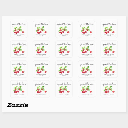 Script Spread The Love Raspberry Jam Favor Sticker (Blatt)