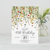 Script Spring Wildblumen 40. Geburtstag Einladung (Stehend Vorderseite)