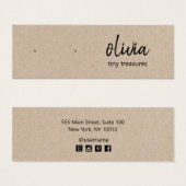 Script Study Earring Tan Kraft Display Card (Vorne & Hinten)