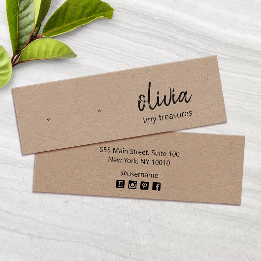 Script Study Earring Tan Kraft Display Card