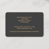 Script Sun Gold Watercolor Circle Black Visitenkarte (Rückseite)