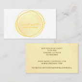 Script Sun Gold Watercolor Circle Monogram Visitenkarte (Vorne/Hinten)