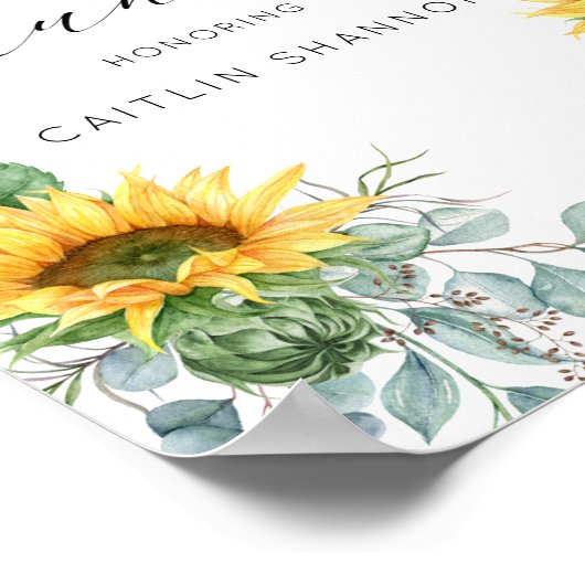 Script Sunflower Brautparty Begrüßungszeichen Poster (Ecke)