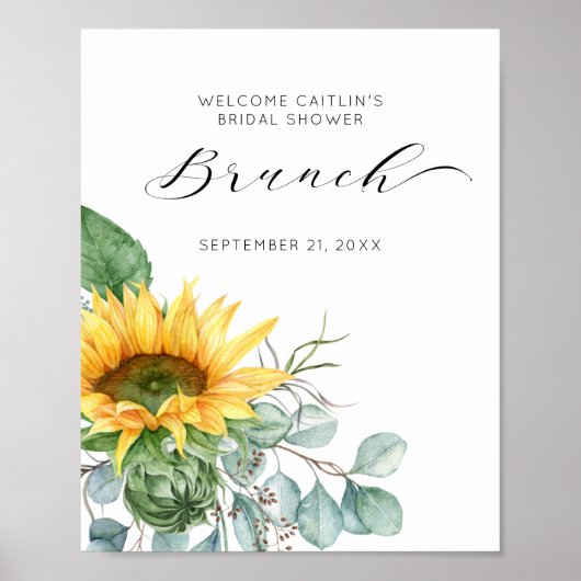 Script Sunflower Brautparty Brunch Willkommen Poster (Vorne)