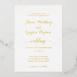 Script Swash Calligraphy Wedding Gold Folieneinladung