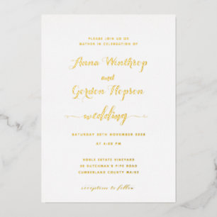 Script Swash Calligraphy Wedding Gold Folieneinladung
