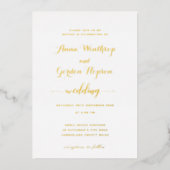 Script Swash Calligraphy Wedding Gold Folieneinladung (Vorderseite)