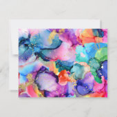 Script Swash Monogram Couple Rainbow Alcohol Ink Mitteilungskarte (Rückseite)