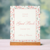 Script Sweet Pea Floral Cream and Pink Wedding Acrylschild (Neutral)