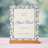 Script Sweet Pea Floral Cream und Blue Wedding Acrylschild (Neutral)
