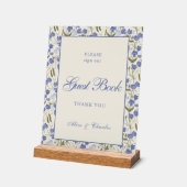 Script Sweet Pea Floral Cream und Blue Wedding Acrylschild (Winkel)
