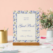 Script Sweet Pea Floral Cream und Blue Wedding Acrylschild (Hochzeit)