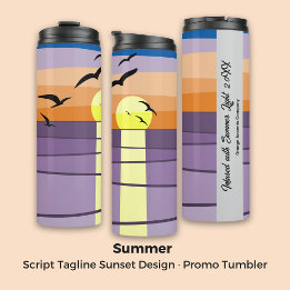 Script Tagline Sunset Design ・ Benutzerdefiniertes Thermosbecher
