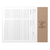 Script Taupe Metallic Gold Monogram Recipe Notizblock (Vorderseite)