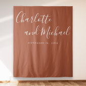 Script Terracotta Wedding Foto Booth Hintergrund Wandteppich