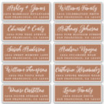 Script TerraCotta Wedding Guest Address Labels<br><div class="desc">Einfach zu personalisieren, Namen und Adressen / individuelle Aufkleber für die Hochzeitsadresse für Gasteinladungen. Diese eleganten, modernen und stilvollen Hochzeitsadressen-Labels bieten Ihre Hochzeitsgast-Namen in weißer, eleganter Schrift-Kalligraphie auf Terrakotta-Hintergrund. Fügen Sie einfach Ihre persönlichen Namen und Adresse Ihrer Hochzeitsgäste hinzu. Exklusiv für Sie entworfen von Happy Dolphin Studio. ***BITTE BESTELLEN SIE...</div>