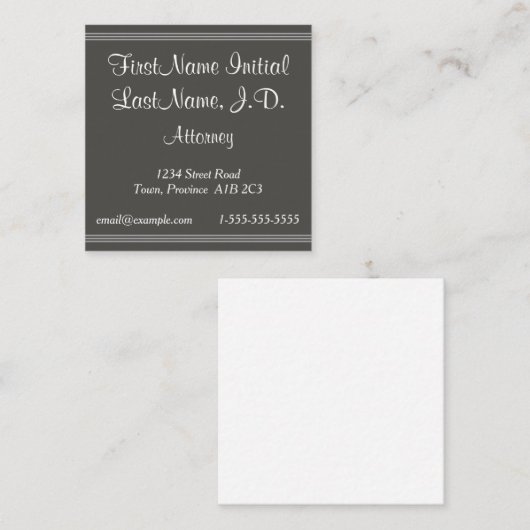 Script Text Attorney Business Card Quadratische Visitenkarte (Vorne/Hinten)