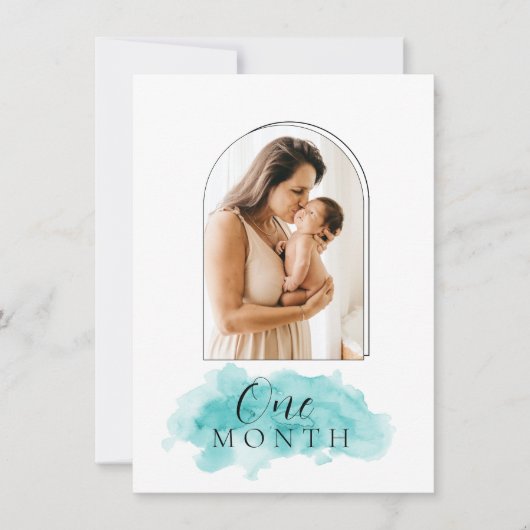 Script Text Baby Boy Monatliche Meilenstein-Karte Einladung (Vorderseite)