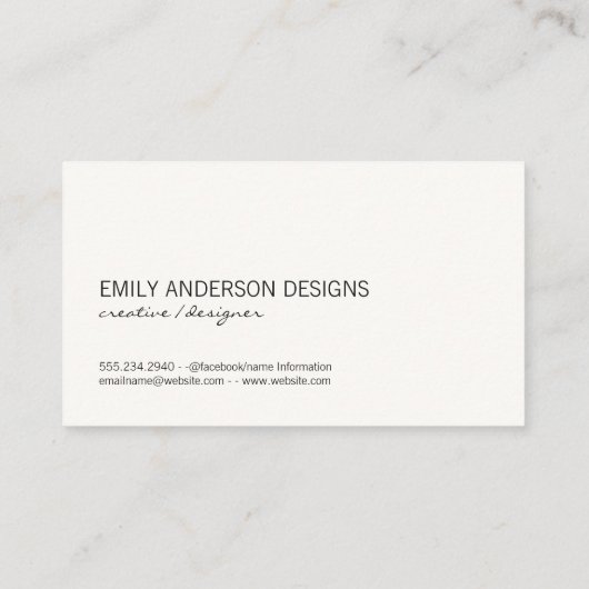 Script Text / Brushed (grau) Visitenkarte (Rückseite)