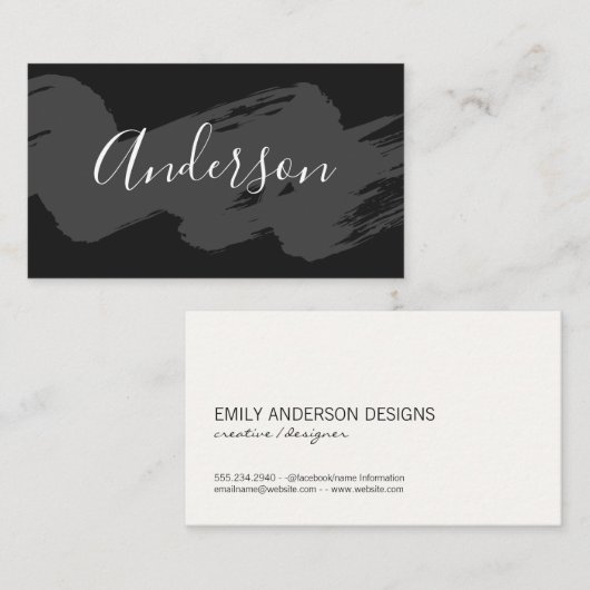 Script Text / Brushed (grau) Visitenkarte (Vorne/Hinten)