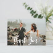 Script-Text danke Hochzeit Foto-Karte (Stehend Vorderseite)