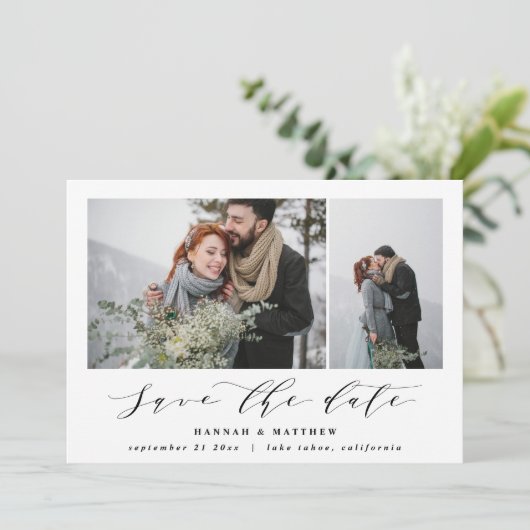 Script text Foto Save The Date (Stehend Vorderseite)