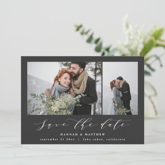 Script text Foto Save The Date (Stehend Vorderseite)