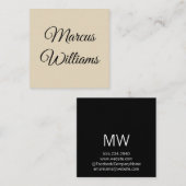 Script Text Tan Quadratische Visitenkarte (Vorne/Hinten)