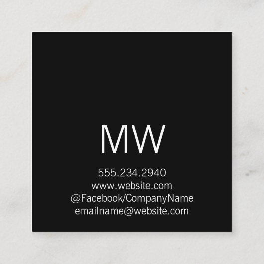 Script Text Tan Quadratische Visitenkarte (Rückseite)