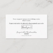 Script Thank You Card Discount Review Your Support Visitenkarte (Rückseite)