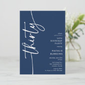 Script Thirty' 30th Birthday Einladung (Stehend Vorderseite)
