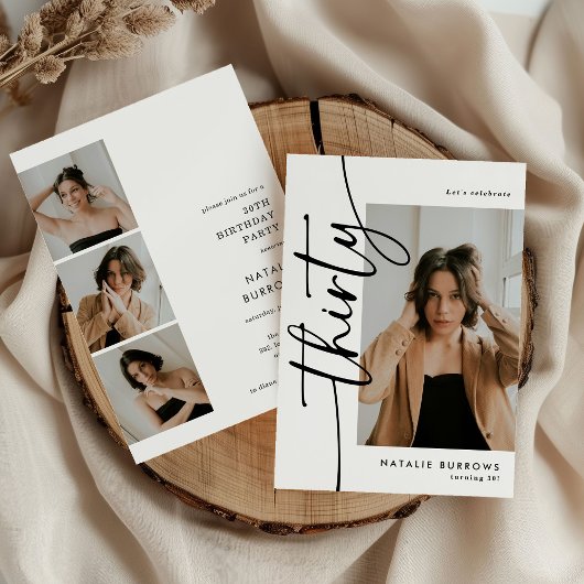 Script Thirty 4 Photo Collage 30th Birthday Einladung