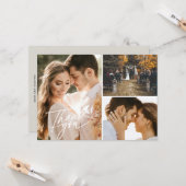 Script Three Foto Collage Wedding Vielen Dank Karte (Vorderseite/Rückseite Beispiel)