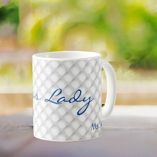 Script Title, White Tufted Muster 11oz Kaffeemasch Kaffeetasse