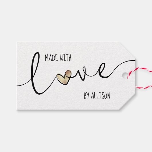 Script Typografie Goldenes Herz aus Liebe Kraft Geschenkanhänger (Vorderseite (Horizontal))