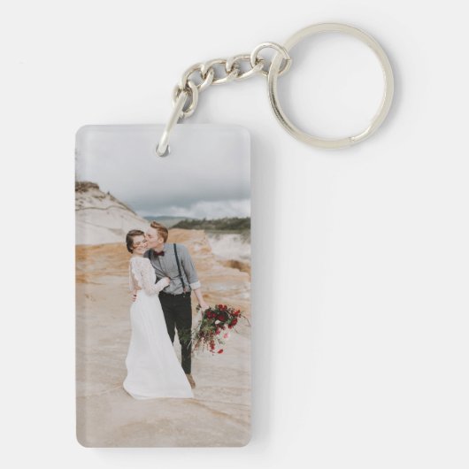 Script Typografie Mr. Wedding Foto Schlüsselanhänger (Rückseite)