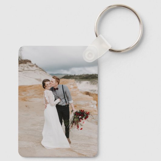 Script Typografie Mr. Wedding Foto Schlüsselanhänger (Rückseite)