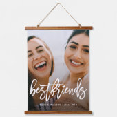 Script Typografy Bestfriends Foto Wandteppich Mit Holzrahmen (Vorderseite)